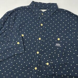 Denim & Supply Ralph Lauren Button Up Slub Work Shirt Large Blue‎ Star AOP USA